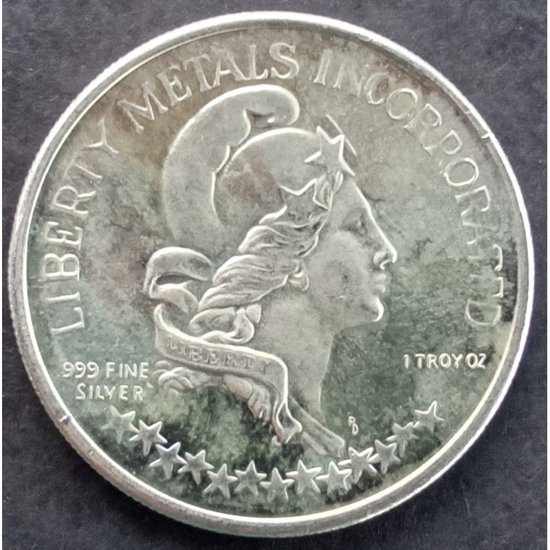 1974 1 Oz Liberty Metals Inc Eagle/Bell/Flag Obverse