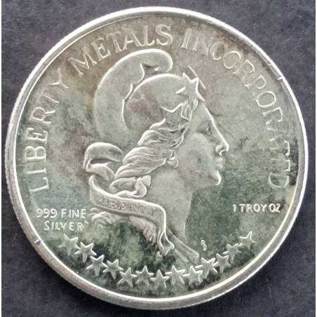 1974 1 Oz Liberty Metals Inc Eagle/Bell/Flag Obverse