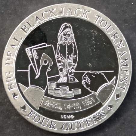 1991 1 Oz Nevada Coin Mart Four Queens Obverse