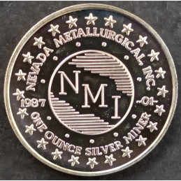 1987 1 Oz Nevada Metallurgical Inc Silver Miner Reverse