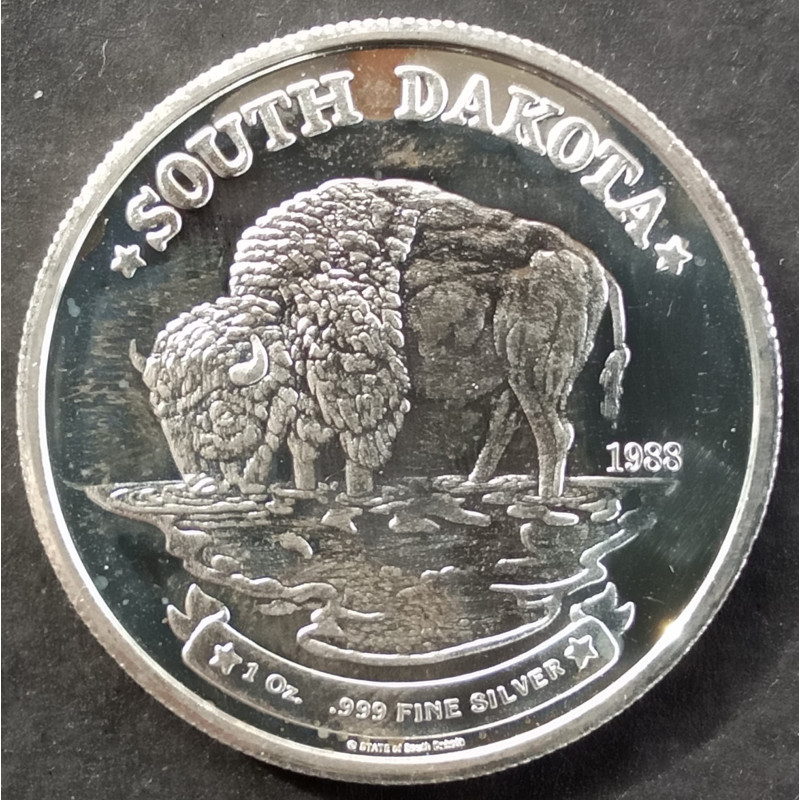 1988 1 Oz Tri State Refining South Dakota Centennial Obverse