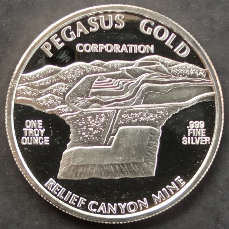 1988 1 Oz Pegasus Gold Corp Silver Pegasus Obverse