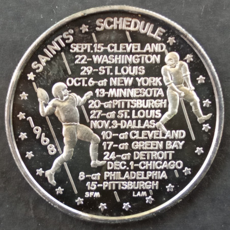 1968 1 Oz New Orleans Saints Football Schedule Reverse