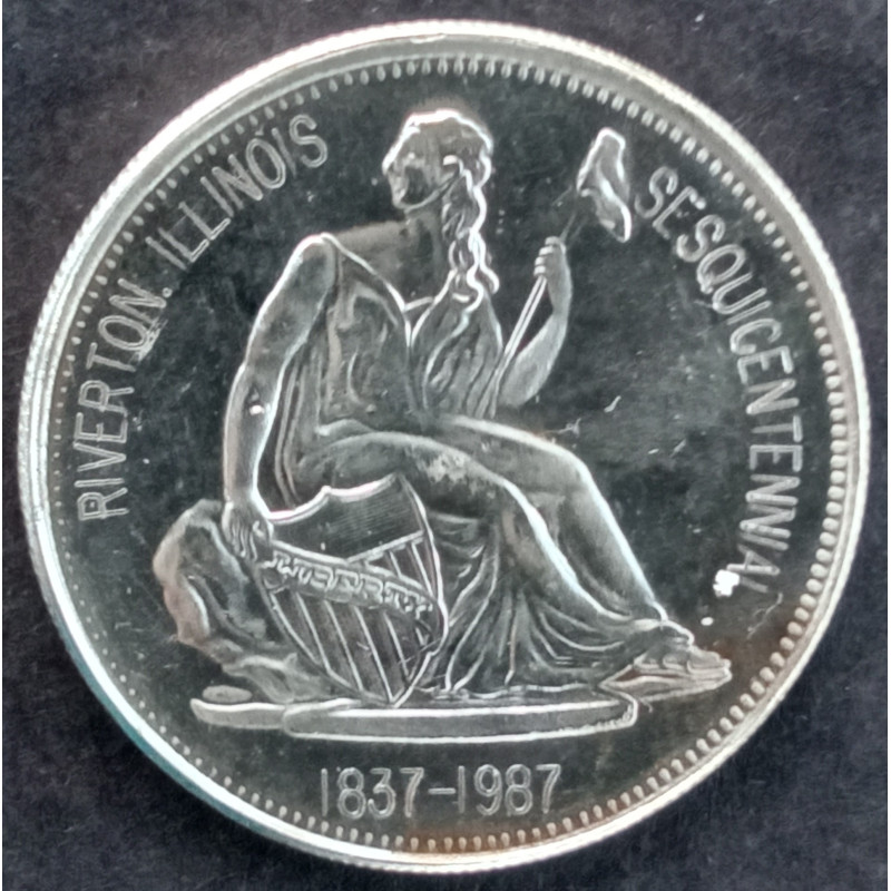 1987 1 Oz Riverton Illinois 150th Anniversary Obverse