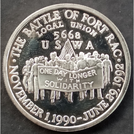 1992 1 Oz Fort RAC United Steelworkers Obverse