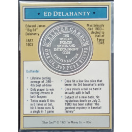1993 1 Oz Silver Card Ed Delahanty Reverse