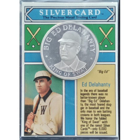 1993 1 Oz Silver Card Ed Delahanty Obverse