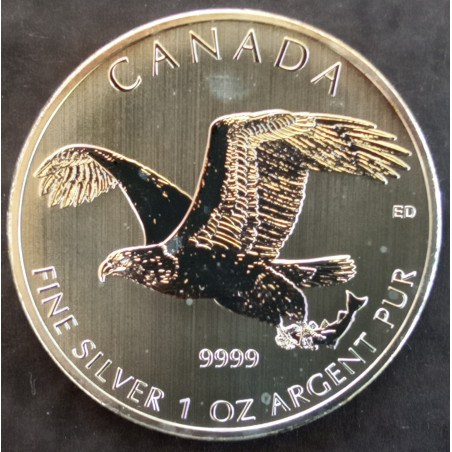 2014 1 Oz Canada Birds of Prey Bald Eagle Reverse