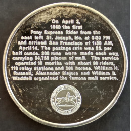 1978 1 Oz USPS Pony Express Reverse