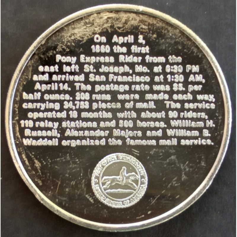 1978 1 Oz USPS Pony Express Reverse