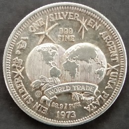 1973 1 Oz Hoffman & Hoffman World Trade Obverse