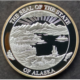 1 Oz Alaska Mint Halibut Fishing Single Sided Gold Relief Reverse