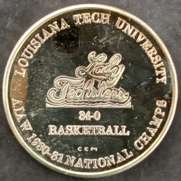1981 1 Oz California Crown Mint Louisiana Tech Basketball Obverse