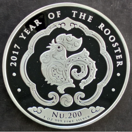 2017 1 Oz Bhutan Lunar Rooster Obverse