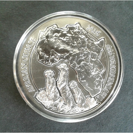 2016 1 Oz Rwanda Wildlife Meerkat Obverse