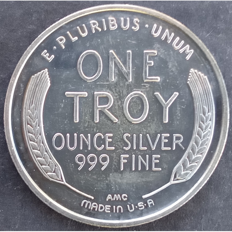 1987 1 Oz AMC Lincoln Wheat Cent Reverse