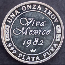 1982 1 Oz World Wide Mint Viva Mexico Winged Victory Reverse