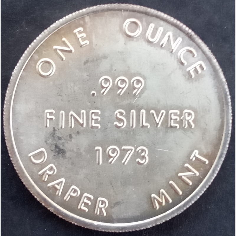 1973 1 Oz Draper Mint Swiss of America Stylized Obverse Reverse