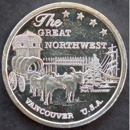 1 Oz Sunshine Mint Great Northwest Vancouver Trade Unit Obverse