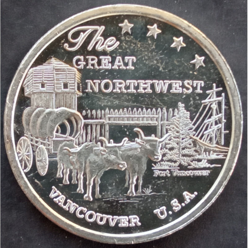 1 Oz Sunshine Mint Great Northwest Vancouver Trade Unit Obverse