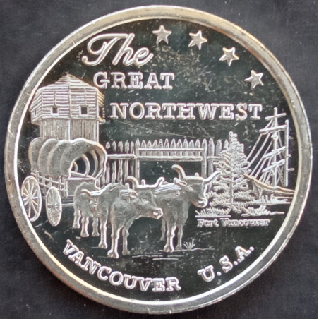 1 Oz Sunshine Mint Great Northwest Vancouver Trade Unit Obverse