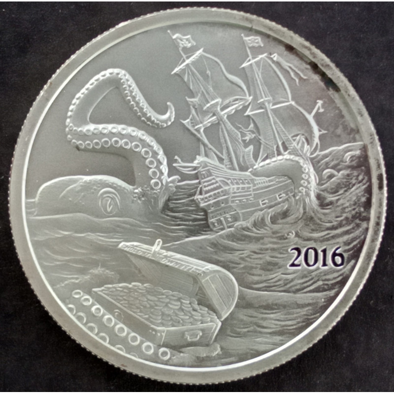 2016 1 Oz North American Mint Silverbug Island Kraken Obverse