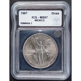1987 1 Oz Mexican Libertad MS67 Reverse
