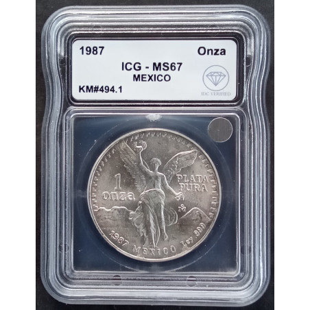 1987 1 Oz Mexican Libertad MS67 Reverse