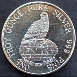 1974 1 Oz El Paso Mint Eagle/Globe Obverse