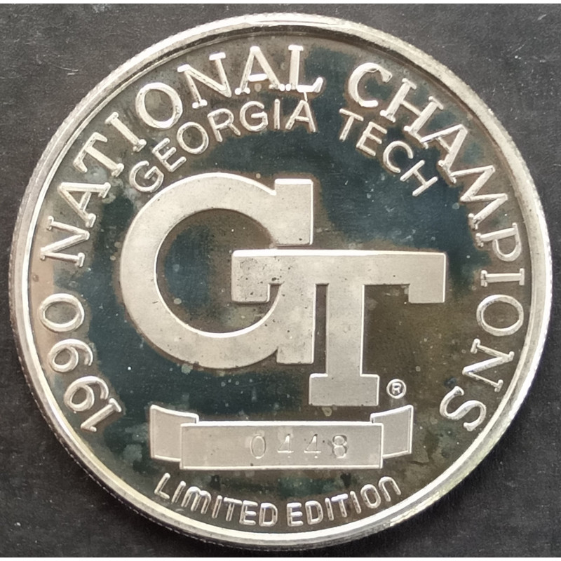1990 1 Oz Enviromint Georgia Tech National Champs Reverse