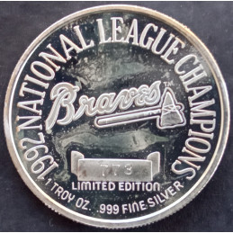 1992 1 Oz Enviromint Braves NL Champions Reverse