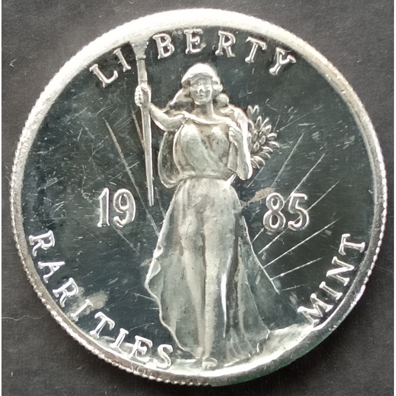 1985 1 Oz Rarities Mint Liberty Replica Obverse