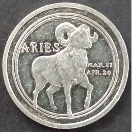 1/2 Oz Aries Zodiac Engravable Back Obverse