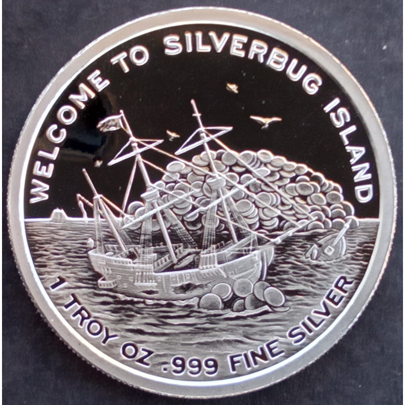 2019 1 Oz North American Mint Silverbug Island Treasure Chest Reverse