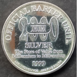 1999 1 Oz NWTM Y2K Official Barter Unit Reverse