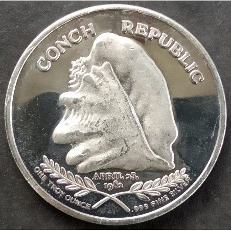 1982 1 Oz Republic Mint Conch Republic Reverse