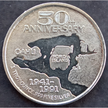 1991 1 Oz Pearl Harbor Ford Island Obverse