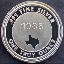 1985 1 Oz Don Casey Company Texas Mint Valentines Day Reverse