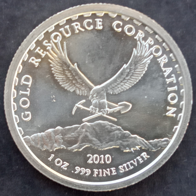 2010 1 Oz Gold Resource Corporation Obverse