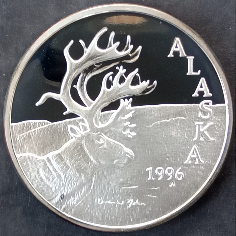 1996 1 Oz Alaska Mint Caribou Obverse