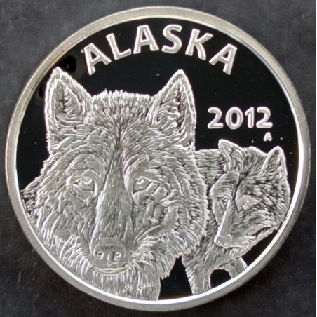 2012 1 Oz Alaska Mint Wolves Obverse