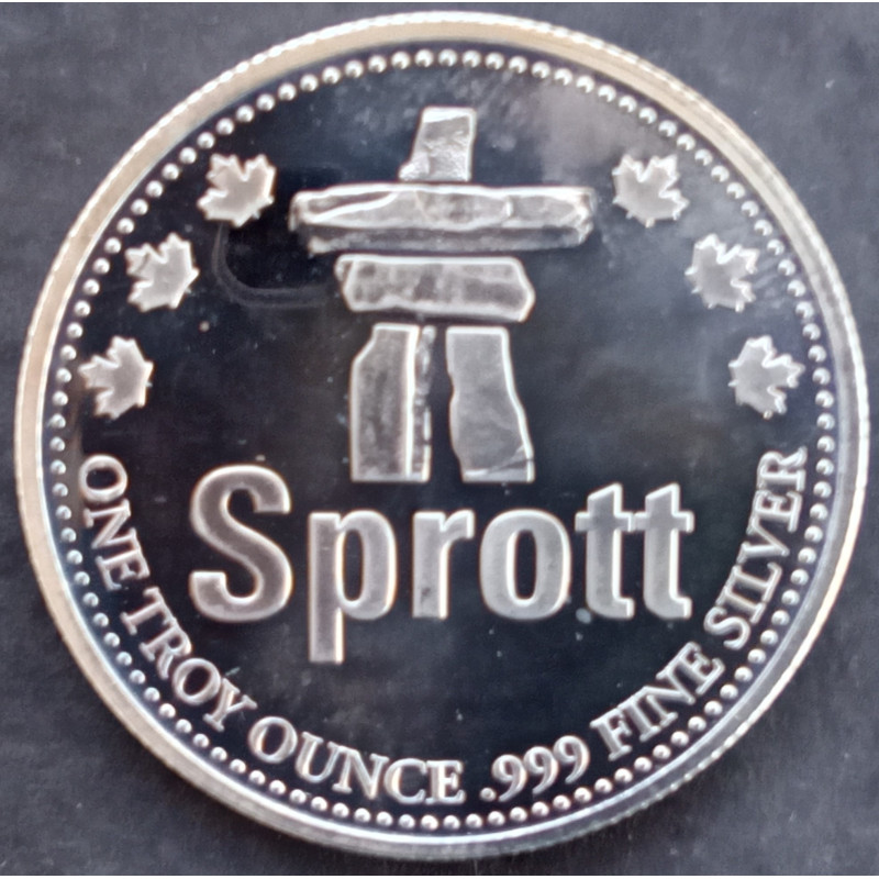 1 Oz Sprott Maple Leaf Inukshuk Obverse
