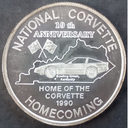 1990 1 Oz SilverTowne National Corvette Homecoming Obverse