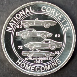 1992 1 Oz SilverTowne National Corvette Homecoming Obverse