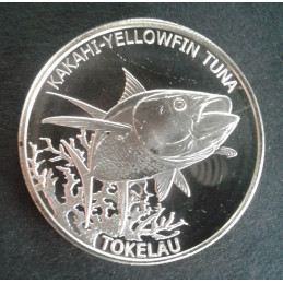 2014 1 Oz Tokelau Ocean Life Tuna Type 1 Obverse