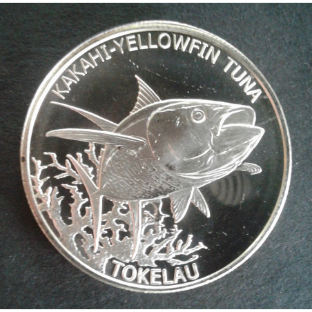 2014 1 Oz Tokelau Ocean Life Tuna Type 1 Obverse