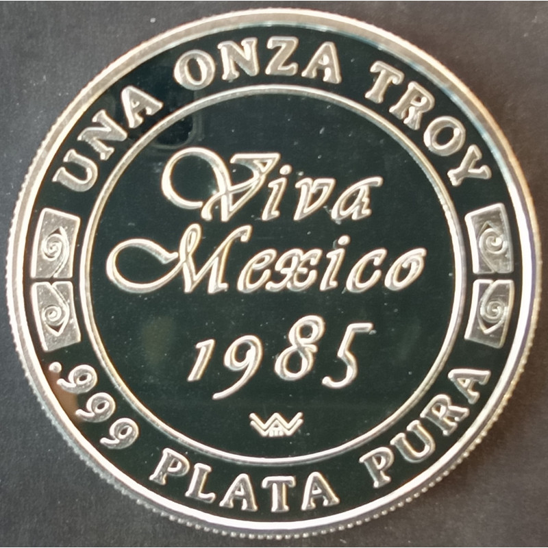 1985 1 Oz World Wide Mint Viva Mexico Winged Victory Silver Round