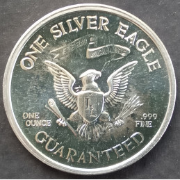 1980 1 Oz Liberty Lobby Lady Liberty 25th Anniversary Reverse