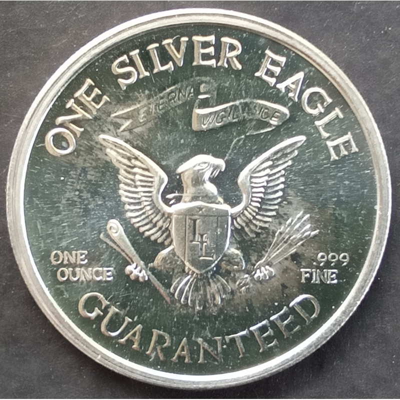 1980 1 Oz Liberty Lobby Lady Liberty 25th Anniversary Reverse