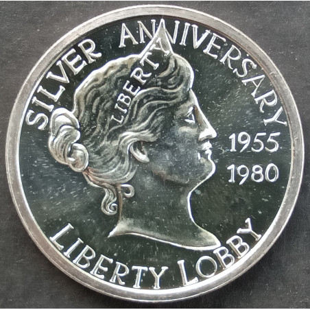 1980 1 Oz Liberty Lobby Lady Liberty 25th Anniversary Obverse